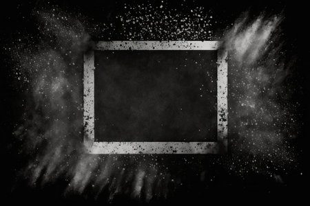 Abstract dirty or aging film frame. Dust particle and dust grain texture or dirt overlay use effect for film frame with space for your text or image and vintage grunge style. Generative AIの素材