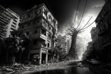 Day 3 Devastation in Beirut following the catastrophic explosion in the Port of Beirut, August 6, 2020 Downtown Beirut. Generative AIの素材