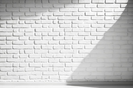Brick wall in white color. Texting location, sunny day. Generative AIの素材