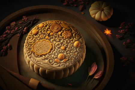 Moon cake is a traditional Mid Autumn Festival snack in China. Generative AIの素材