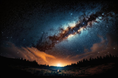 Nightsky Showing the Lights of the Milkyway 0002. Generative AIの素材