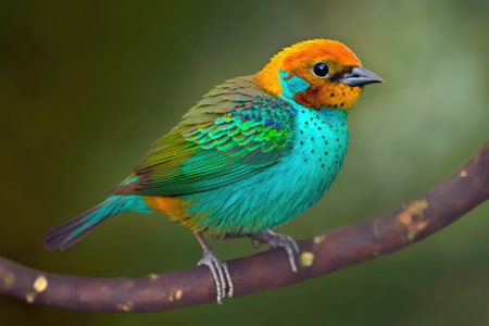 The bay headed tanager (Tangara gyrola) is a medium sized passerine bird. This tanager is a resident breeder in Costa Rica, Panama, South America south to Ecuador, Bolivia and southern Brazil, and on. Generative AIの素材