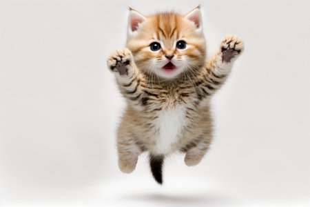kitten cat having fun on a white background. Generative AIの素材