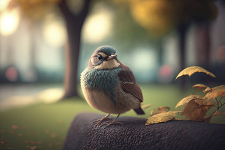bird at the park in selective focus. Generative AIの素材