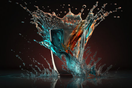 water splashing in the shot. Generative AIの素材