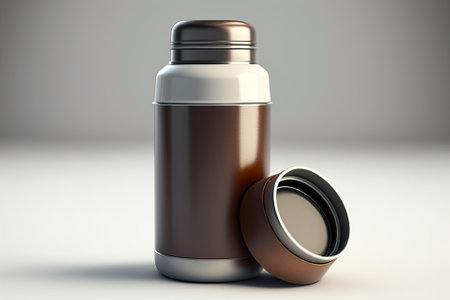 a thermos filled with takeout coffee. white background, alone. Generative AIの素材