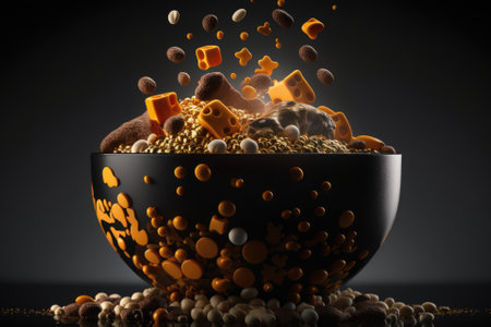 a bowl of wet cat and dog food in close up. Generative AIの素材