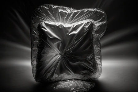 lovely darkness abstract plastic background Glossy polyethylene, not the plastic bag notion. translucence in plastic. Black hole of mystery. For text only. Texture of polythene. Generative AIの素材