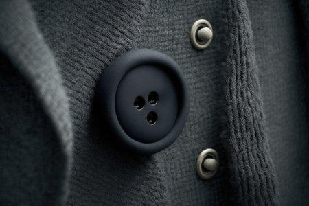 simple black clothing button that hangs down. Generative AIの素材