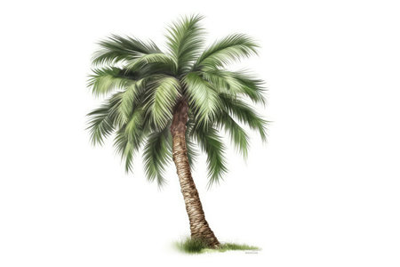 A young palm tree is depicted in an illustration on a white backdrop. Generative AIの素材