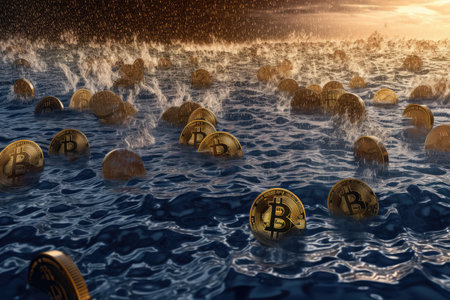A sea of Bitcoin is flowing. The same principle of liquidity is sinking countless BTC. Generative AIの素材