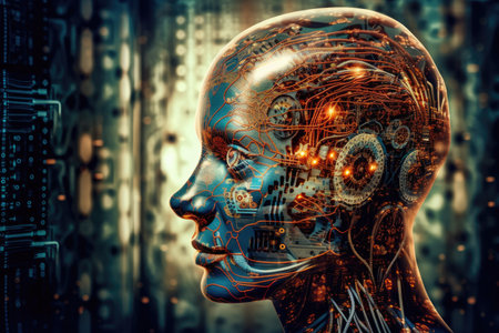 Artificial intelligence concept illustrated by a picture on background. Generative AIの素材