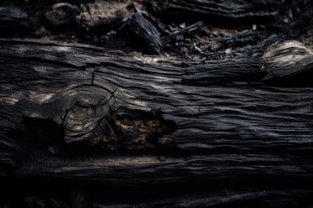 Black grunge background. Burned wood texture. Generative AIの素材