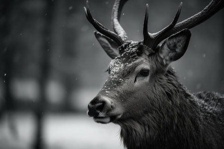 Antlered black and white elk. Generative AIの素材