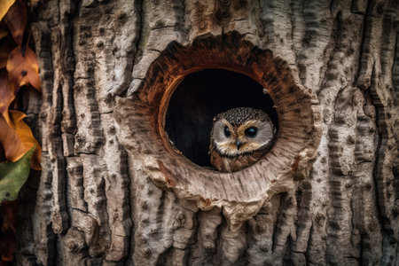 Birdhouse, hollow tree bark, an invoice, and a texture. Generative AIの素材