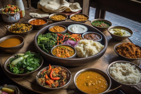 Delicious Gujarati food in its entirety. Generative AIの素材