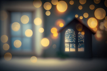 Home background blurred with abstract window bokeh for texture. Generative AIの素材