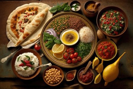 Lebanese food. Generative AIの素材