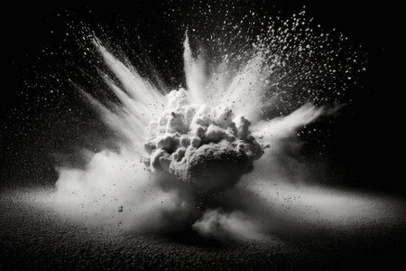 White dust explosion on a black background. Generative AIの素材