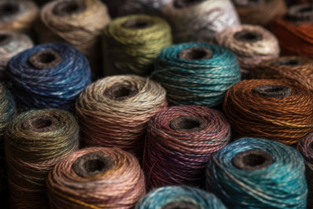 Fiber Texture in Color. Spools. Taking macro photos. Generative AIの素材