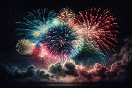 Sky high fireworks display. Generative AIの素材