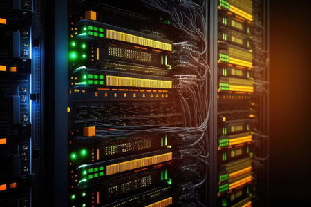 racks in a network server room. Generative AIの素材