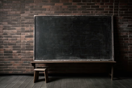 Black blackboard in brick loft. Generative AIの素材