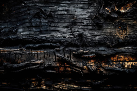 Black grunge background. Burned wood texture. Generative AIの素材