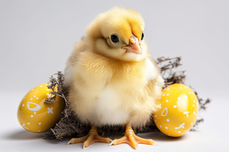 An adorable chicken Easter decoration. holiday concept for Easter. Generative AIの素材