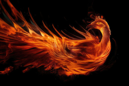 Fire abstraction of the Phoenix bird. Generative AIの素材