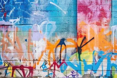 Graffiti in the abstract was painted on the concrete wall. Background material. Generative AIの素材