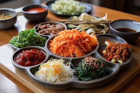 Kimbap and Korean cuisine. Generative AIの素材