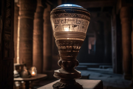 In the Hathor temple at Dendera, Egypt, there is a Dendera lamp or lightbulb. selective attention. Generative AIの素材