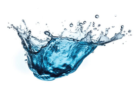 Isolated blue water splash on a white background. Generative AIの素材