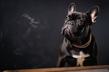 The French bulldog is perusing a board. Generative AIの素材