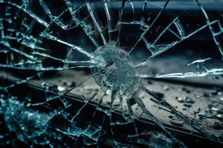 horizontal glass fragments on a dark background. Generative AIの素材