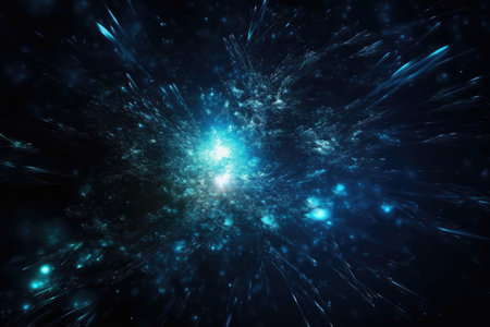 Sparkle shinny blue star particle motion on black background, starlight nebula in galaxy at universe Space background. This image furnished by NASA. Generative AIの素材