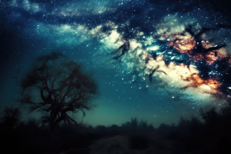 Milky Way galaxy in the universe, containing stars and cosmic dust. Generative AIの素材
