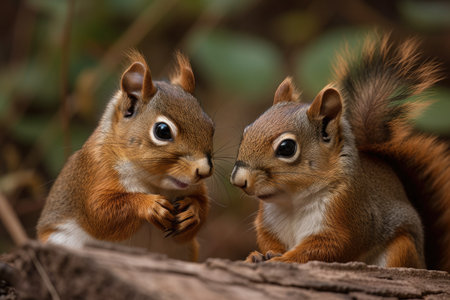 two adorable squirrel couples. Generative AIの素材