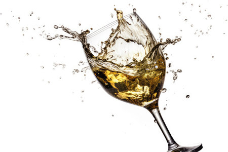white background with an isolated white wine splash. Generative AIの素材