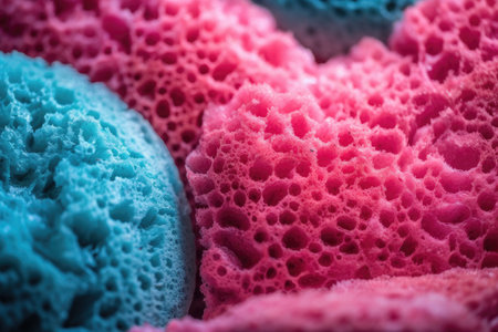 macro photography and pink sponge. Generative AIの素材