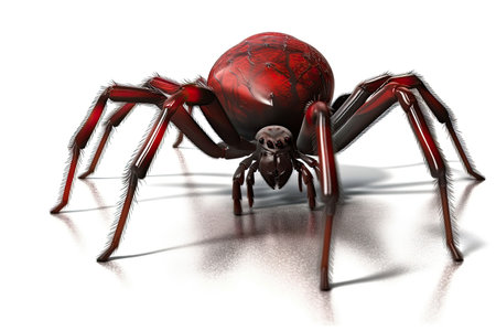 Fantasy spider on the floor with a shadow, side view, isolated on a white backdrop, illustration. Generative AIの素材