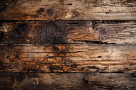 Wood backdrop texture of aged, scuffed, and smooth wooden planks. Generative AIの素材