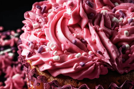 Pink frosting with a close up texture. Generative AIの素材