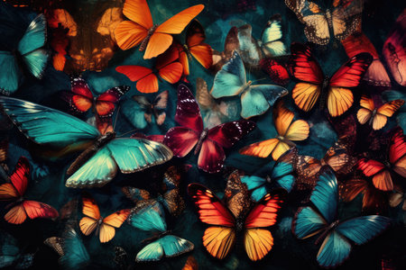 beautiful background with lot of different butterflys. Generative AIの素材