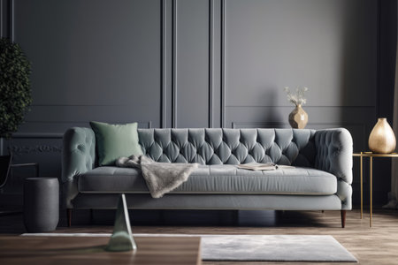gray sofa in living room. Generative AIの素材