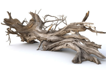 old wood in a drift on a white background (). Generative AIの素材