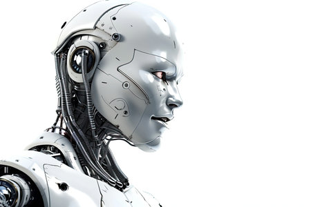 White robot isolated on a white background. industry 4.0 concept. Generative AIの素材
