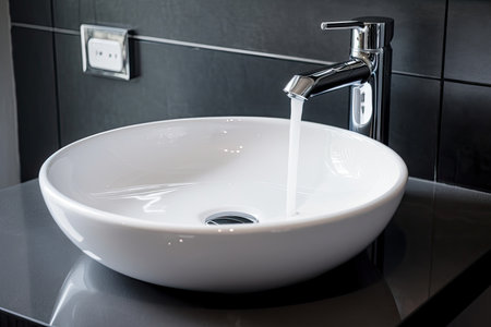 open washbasin with a chrome faucet. Generative AIの素材