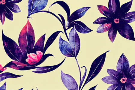 A beautiful Digital Flowers Motif Design watercolor illustration. Manual composition.Design for cover, fabric, textile, wrapping paperの素材